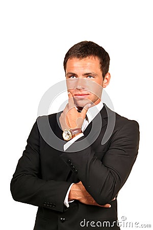 Thoughtful handsome business man Stock Photo
