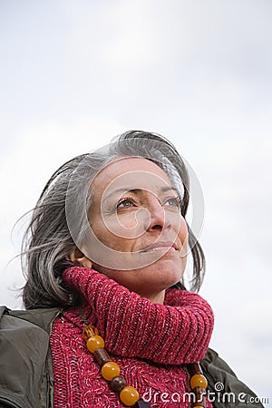 Thoughtful looking woman Stock Photo