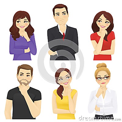 Thoughtful people Vector Illustration