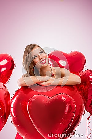 Thoughtful Valentine woman Stock Photo