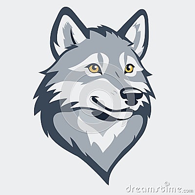 A thoughtful wolf, thinking about something, looking ahead Vector Illustration