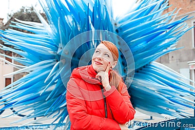 Thoughtful woman looking to the side smiling Editorial Stock Photo