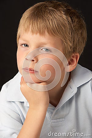 Thoughtful Young Boy Stock Photo