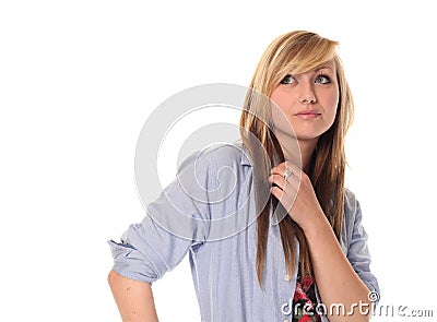 Thoughtful young teenage girl Stock Photo