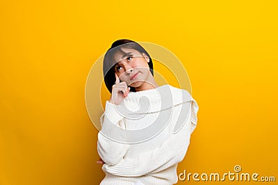 suspicions, curiosity of women who are curious about something they want to know, curious Stock Photo