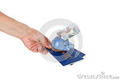 Thousand hryvnias by one banknote in the hand, isolated Stock Photo