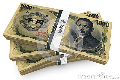 Thousand Yen Bundles Stock Photo