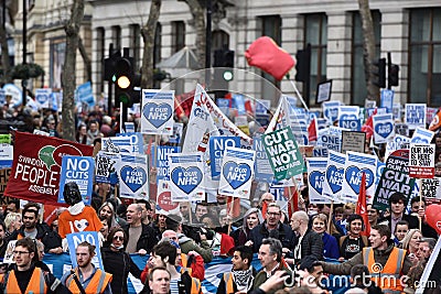 Thousands March in Support of the NHS Editorial Stock Photo