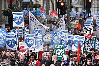 Thousands March in Support of the NHS Editorial Stock Photo