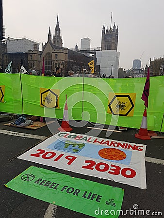 The Extinction Rebellion: Climate protesters in Central London Editorial Stock Photo