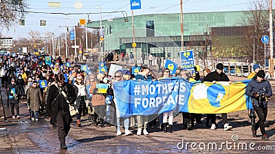 A peace protest agaist the war in Ukraine in Helsinki, Finland Editorial Stock Photo