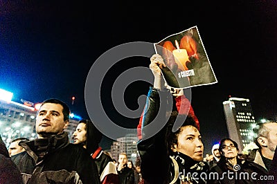 Thousands of people protest in Bucharest Editorial Stock Photo