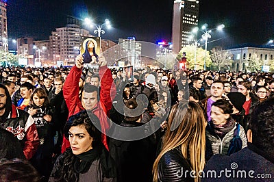 Thousands of people protest in Bucharest Editorial Stock Photo