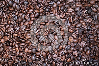 Thousands roasted coffee beans Stock Photo