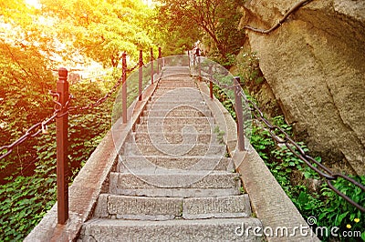 Thousands steps at huashan mountain Stock Photo