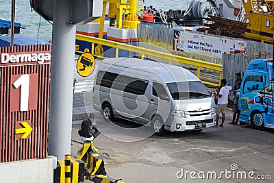 Thousands of Vehicles Crowded Merak Harbor Editorial Stock Photo