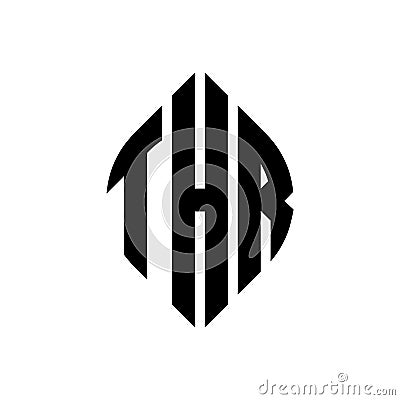 THR circle letter logo design with circle and ellipse shape. THR ellipse letters with typographic style. The three initials form a Vector Illustration