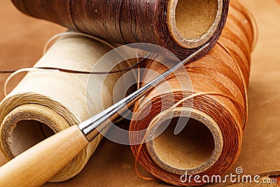 Thread for leather craft Stock Photo