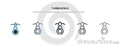 Threading icon in different style vector illustration. two colored and black threading vector icons designed in filled, outline, Vector Illustration