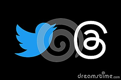 Threads. Logo Threads. Design Threads the new Social Network that will replace Twitter. Editorial Stock Photo