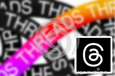 Threads. Meta. Logo Threads. Design Threads the new Social Network that will replace Twitter. Editorial Stock Photo
