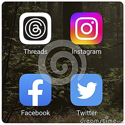 Threads. Meta. Logo Threads. Design Threads the new Social Network that will replace Twitter. Editorial Stock Photo