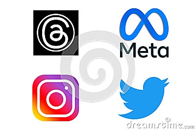 Threads. Meta. Logo Threads. Design Threads the new Social Network that will replace Twitter. Editorial Stock Photo