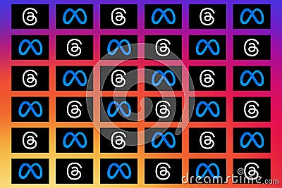 Threads. Meta. Logo Threads. Design Threads the new Social Network that will replace Twitter. Editorial Stock Photo