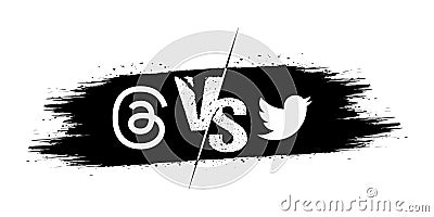 Threads vs Twitter vector with brush stroke, Threads mobile app icon, Threads icon, Threads logo vector, Threads socialmedia by Vector Illustration