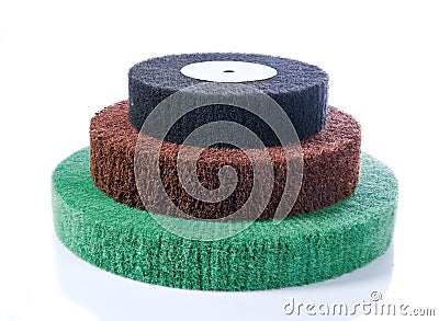 Three abrasive wheels Stock Photo