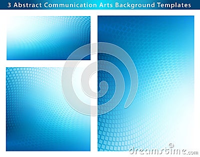 Three Abstract Blue dot wave background templates Stock Photo