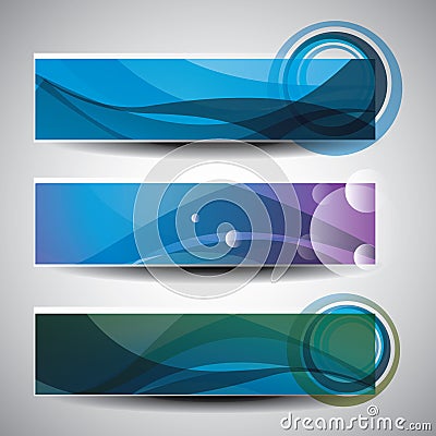 Three Abstract Header Designs Vector Illustration