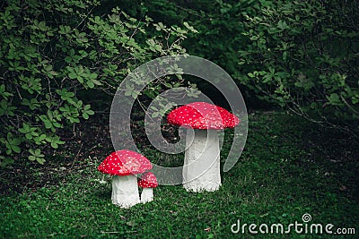 Three amanita handmade Stock Photo