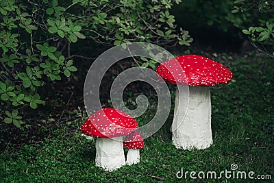 Three amanita handmade Stock Photo