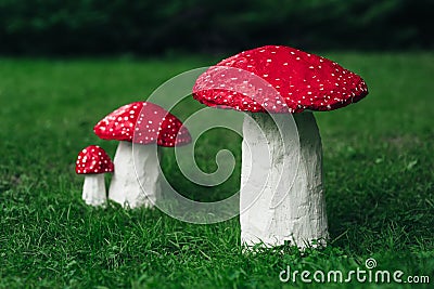 Three amanita handmade Stock Photo