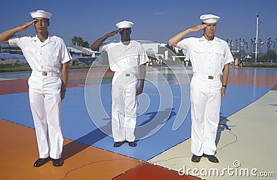 Three American Sailors Saluting Editorial Stock Photo