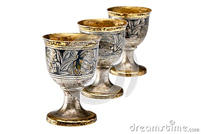 Three ancient wine cup Stock Photo