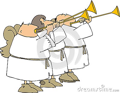 Three angel trumpeters Cartoon Illustration