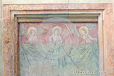 Three Angels fresco, Saint Cemtent Church, Prague, Czech Republic Stock Photo