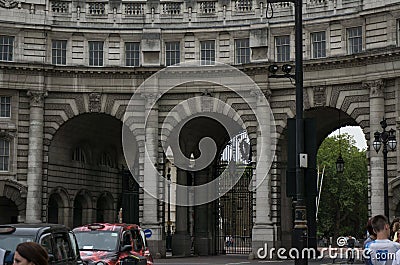 The three arches of Admiralty Arch at The Mall in London, England. Editorial Stock Photo