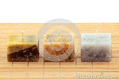 Three Aromatic Candles Stock Photo