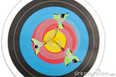 Three arrows in archery target Stock Photo