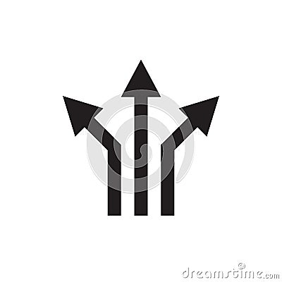 Three arrows - black web icon vector illustration. Direction sign. Graphic design element. Vector Illustration