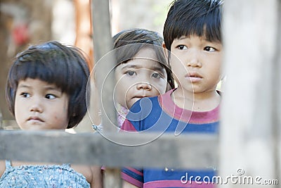 Three Asian children. Editorial Stock Photo