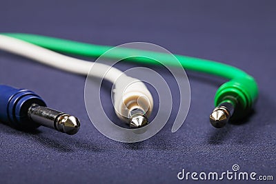 Three audio cords Stock Photo