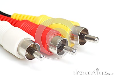 Three audio plug . macro Stock Photo