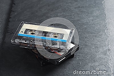 Three audio tape compact cassettes Stock Photo