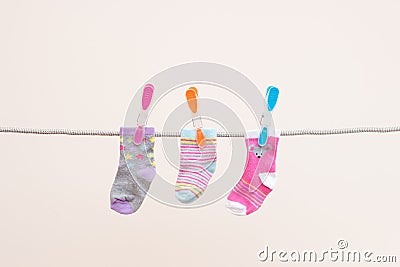 Three Babies Socks Stock Photo
