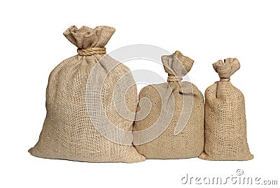 Three bags from a sacking Stock Photo