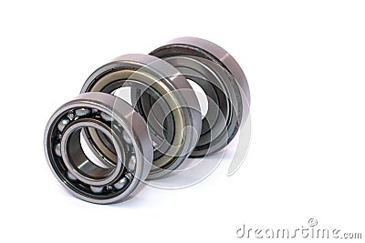 Three ball bearings ordered isolated Stock Photo